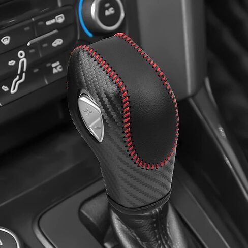 N/C Genuine Leather Automatic at Gear Shift Knob Cover Protector Trim Fit Ford Fusion EcoSport Escape Focus Transit C-Max Energi Wagon Edge Fiesta Accessories (A) in Saudi Arabia