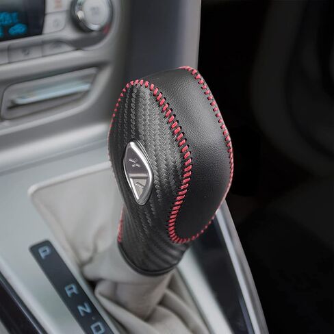 N/C Genuine Leather Automatic at Gear Shift Knob Cover Protector Trim Fit Ford Fusion EcoSport Escape Focus Transit C-Max Energi Wagon Edge Fiesta Accessories (A) in Saudi Arabia