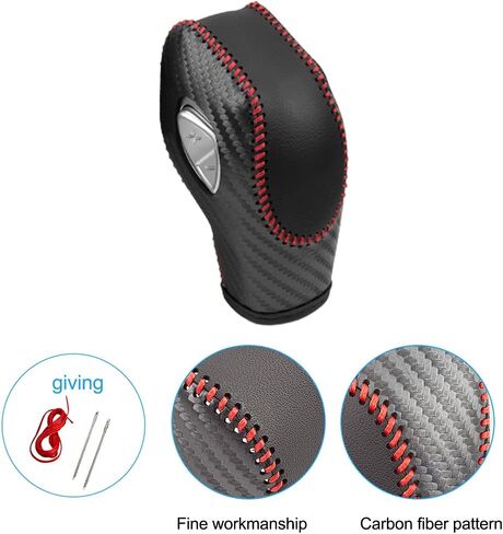 N/C Genuine Leather Automatic at Gear Shift Knob Cover Protector Trim Fit Ford Fusion EcoSport Escape Focus Transit C-Max Energi Wagon Edge Fiesta Accessories (A) in Saudi Arabia