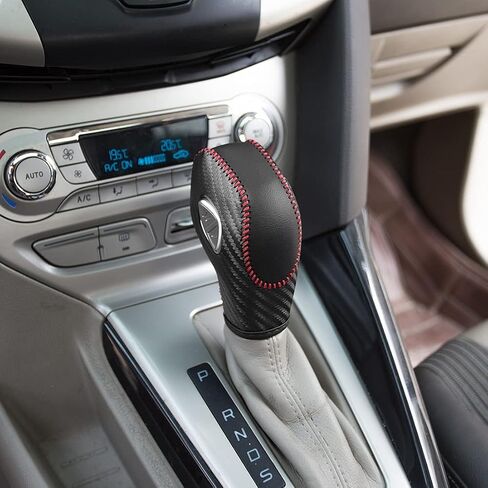 N/C Genuine Leather Automatic at Gear Shift Knob Cover Protector Trim Fit Ford Fusion EcoSport Escape Focus Transit C-Max Energi Wagon Edge Fiesta Accessories (A) in Saudi Arabia