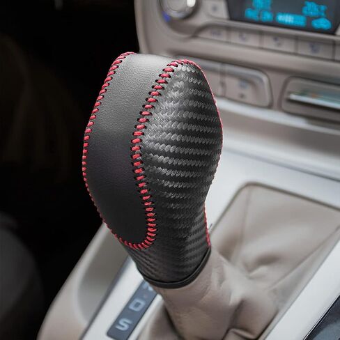 N/C Genuine Leather Automatic at Gear Shift Knob Cover Protector Trim Fit Ford Fusion EcoSport Escape Focus Transit C-Max Energi Wagon Edge Fiesta Accessories (A) in Saudi Arabia