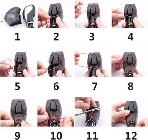 N/C Genuine Leather Automatic at Gear Shift Knob Cover Protector Trim Fit Ford Fusion EcoSport Escape Focus Transit C-Max Energi Wagon Edge Fiesta Accessories (A) in Saudi Arabia