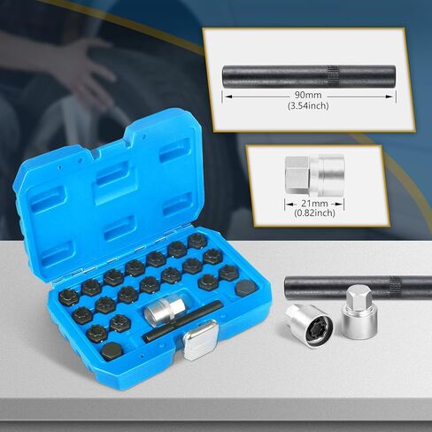 22pcs Wheel Locks Lug Nut Removal Set Compatible with Audi Series, Wheel Locks Removal Kit with Adapter, Automotive Wheel Locks Nuts Removal Key Socket Set in Kuwait