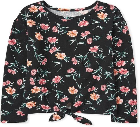 The Children's Place Girls' Long Sleeve Heart Print Tie Front Thermal Top in Saudi Arabia