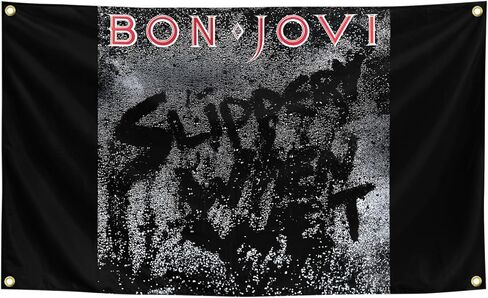 Generic Rock Band Bon Music Album Jovi Cover 3 × 5Ft لغرفة النوم والكلية والمهجع وغرفة النوم والديكور الداخلي والحفلات الممتعة، أسود in Kuwait