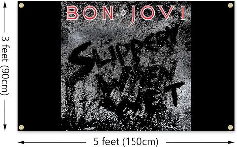 Generic Rock Band Bon Music Album Jovi Cover 3 × 5Ft لغرفة النوم والكلية والمهجع وغرفة النوم والديكور الداخلي والحفلات الممتعة، أسود in Kuwait