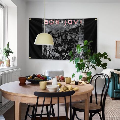 Generic Rock Band Bon Music Album Jovi Cover 3 × 5Ft لغرفة النوم والكلية والمهجع وغرفة النوم والديكور الداخلي والحفلات الممتعة، أسود in Kuwait