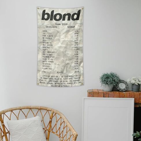 Generic Frank Tapestry Ocean Blond Flag 3x5FT Art Music Album Poster Tapestry Funny Flag Wall Hanging Poster for Bedroom Living Room College Dorm Man Cave Decor, white in Saudi Arabia