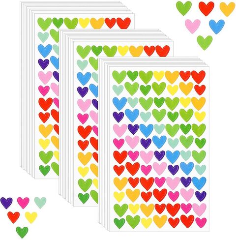 18 Sheets/1512 Pcs Colorful Small Heart Stickers Self Adhesive Mini Heart Stickers for Scrapbooking Embellishment Valentine's Day Love Decorative Sticker Gifts Packaging DIY Arts Crafts in Saudi Arabia