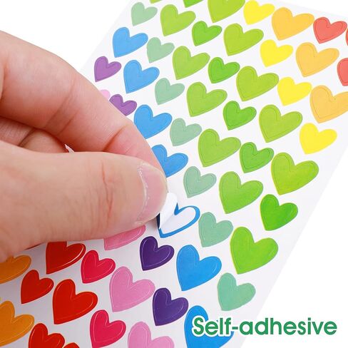 18 Sheets/1512 Pcs Colorful Small Heart Stickers Self Adhesive Mini Heart Stickers for Scrapbooking Embellishment Valentine's Day Love Decorative Sticker Gifts Packaging DIY Arts Crafts in Saudi Arabia