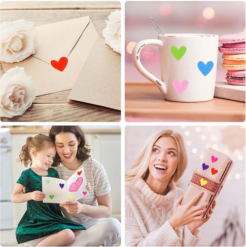 18 Sheets/1512 Pcs Colorful Small Heart Stickers Self Adhesive Mini Heart Stickers for Scrapbooking Embellishment Valentine's Day Love Decorative Sticker Gifts Packaging DIY Arts Crafts in Saudi Arabia