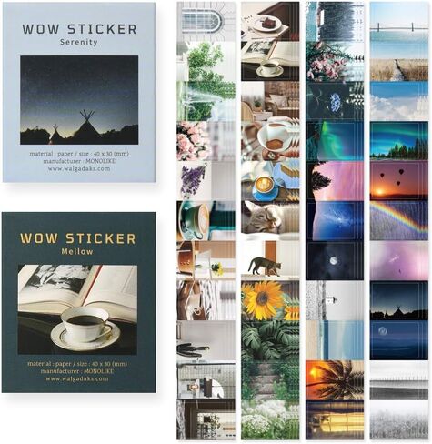 ملصق Monolike Wow The Daily Life of Gureum Ver.1 + Ver.2 مجموعة - ملصقات لطيفة صغيرة الحجم، ملصقات مربعة in Kuwait