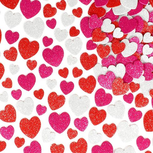 READY 2 LEARN Glitter Foam Stickers - Red, Pink, Silver Hearts - Pack of 168 - Self-Adhesive Stickers for Kids - Stickers for Scrapbooks and Crafts in Kuwait
