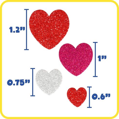 READY 2 LEARN Glitter Foam Stickers - Red, Pink, Silver Hearts - Pack of 168 - Self-Adhesive Stickers for Kids - Stickers for Scrapbooks and Crafts in Kuwait