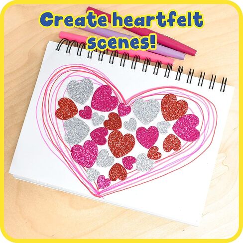 READY 2 LEARN Glitter Foam Stickers - Red, Pink, Silver Hearts - Pack of 168 - Self-Adhesive Stickers for Kids - Stickers for Scrapbooks and Crafts in Kuwait