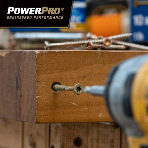 Power Pro 48596 Wood Screws, #8 x 1-3/4", Premium Outdoor Deck Screws, Rust Resistant, Epoxy Coated Bronze, 1lb Box, 175 pcs in Saudi Arabia