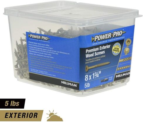 Power Pro 48596 Wood Screws, #8 x 1-3/4", Premium Outdoor Deck Screws, Rust Resistant, Epoxy Coated Bronze, 1lb Box, 175 pcs in Saudi Arabia
