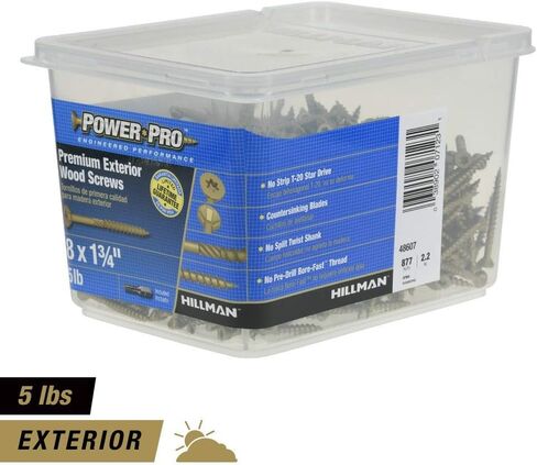 Power Pro 48596 Wood Screws, #8 x 1-3/4", Premium Outdoor Deck Screws, Rust Resistant, Epoxy Coated Bronze, 1lb Box, 175 pcs in Saudi Arabia
