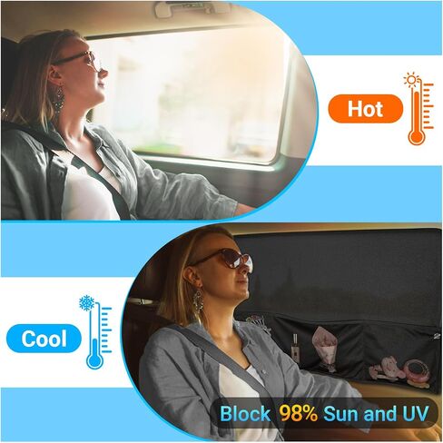 Car Window Shades - 2 Pack Front Window Car Sun Shade Upgrated Magnetic Window Curtain Block Sun Glare and Heat, Car Sun Shades for Driver/Front Seat Passenger in Saudi Arabia