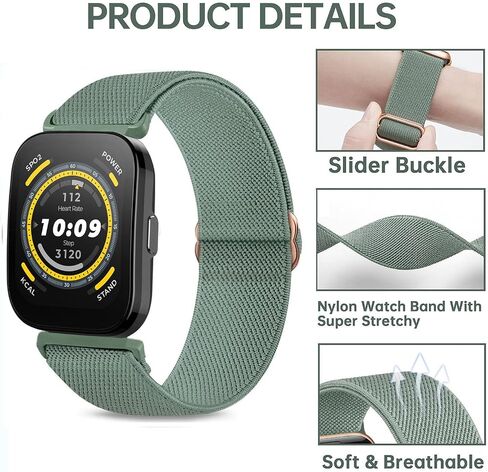 3 عبوات من أحزمة الساعات المصنوعة من النايلون القابلة للتمدد متوافقة مع Amazfit Bip 5/Balance/Cheetah/GTR 4/ GTR 3 Pro/GTR 3/GTR 2/GTR 2e/GTR 47 مم، أشرطة مطاطية بحلقة 22 مم للرجال والنساء in Kuwait