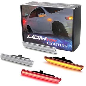 iJDMTOY Clear Lens Amber/Red Full LED Side Marker Light Kit Compatible With 2004-2008 Acura TL, Powered by Total 180-SMD LED, Replace OEM Sidemarker Lamps