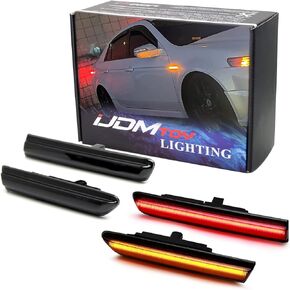 iJDMTOY مجموعة إضاءة جانبية LED كاملة ذات عدسة شفافة كهرمانية/حمراء متوافقة مع 2004-2008 Acura TL، مدعومة بإجمالي 180-SMD LED، استبدل مصابيح العلامات الجانبية OEM