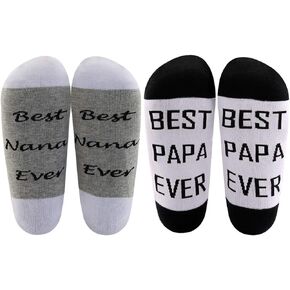 LEVLO New Papa New Nana Gifts Best Papa/Nana Ever Socks Gifts for New Parents To Be Socks