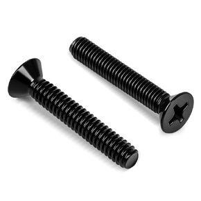 #8-32 x 1/2" Black Countersunk Flat Head Machine Screws, Electrical Outlet Screws, Full Thread, 304 Stainless Steel, Black Finish, 50 PCS