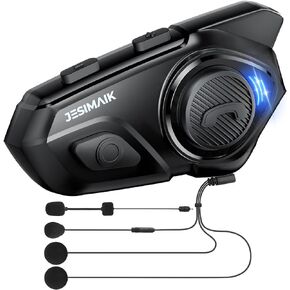 Motorcycle Helmet Bluetooth Headset, Dual Chips for Multitasking Audio, 10 Riders 2000M Bluetooth Motorcycle Headset Intercom System, HiFi Sound/Music Sharing/AI Voice/FM/Top Noise Reduction
