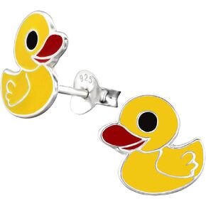 925 Sterling Silver yellow rubber duck ducky Stud Earrings (Nickel Free) 3729