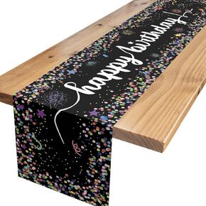 Happy Birthday Table Runners,Purple Confetti Dot Birthday Table Runner Purple Birthday Table Linens for Dining Party Decorations Birthday Party Table Decor 13x72 Inch