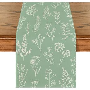Artoid Mode Leaves Flowers Spring Table Runner, Seasonal Kitchen Dining Table Decoration for Home Party Decor 13x72 Inch