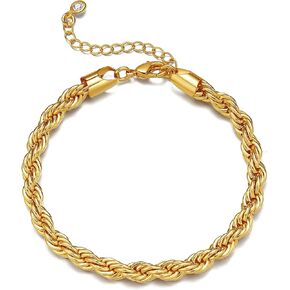 Chunky Gold Bracelets for Women 14K Gold Plated Link Bracelet Dainty Thick Chain Bracelets for Women Trendy Gold Jewelry in Saudi Arabia
