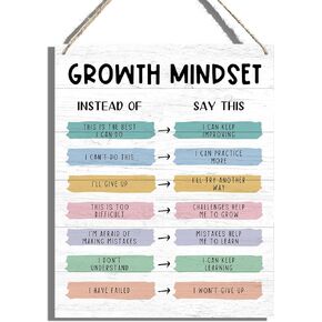 Counselor Posters CBT Classroom Challenging Negative Thoughts,Growth Mindset Decor Sign,Hanging Printed Wall Plaque Wood Signs,School Psychologist Wall Art for Office Decor Gifts for Kids