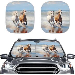 Car Windshield Sun Shade 2 Pcs Set, Funny Monkey Printed Sun Blocker for Car Windshield, Foldable Automotive Interior Accessories for Sun Protection