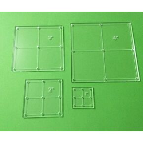 Clear Acrylic Square Quilting Template Set, 4", 3", 2", 1" with 1/5" Seam Allowance