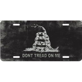 SMART BLONDE Gadsden Flag On Black Metal License Plate