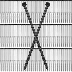 200 Pack 6 Inch Heavy Duty Wood Screws Bulk Black Hex Structural Screws Steel Decking Timber Screws for Timber Landscaping Construction Laminated Beams and Pole Barns Carpentry