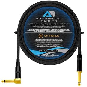 Audioblast - 3 أقدام - HQ-1 - فائق المرونة - مزدوج الحماية (100%) - كابل تصحيح دواسة تأثيرات آلة الجيتار مع مقابس TS مستقيمة وزاوية ذهبية ¼ بوصة (6.35 مم) وأحذية مزدوجة متداخلة in Kuwait