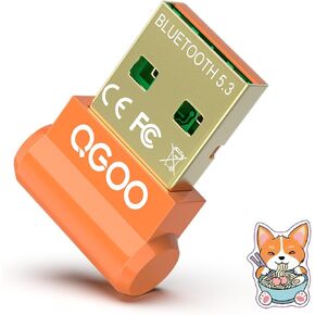 USB Bluetooth Adapter for PC - QGOO Bluetooth Dongle 5.3 EDR, Wireless Bluetooth Receiver for Desktop Computer Laptop Bluetooth Windows 8.1/10/11（orange-007）
