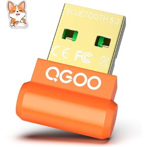 USB Bluetooth Adapter for PC - QGOO Bluetooth Dongle 5.3 EDR, Wireless Bluetooth Receiver for Desktop Computer Laptop Bluetooth Windows 8.1/10/11（orange-006）
