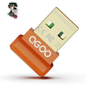 USB Bluetooth Adapter for PC - QGOO Bluetooth Dongle 5.3 EDR, Wireless Bluetooth Receiver for Desktop Computer Laptop Bluetooth Windows 8.1/10/11（orange-202）