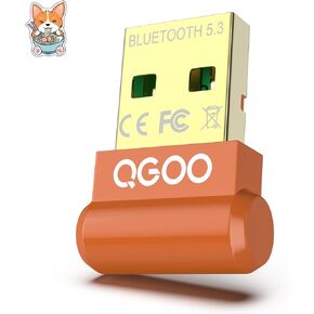 محول بلوتوث USB للكمبيوتر الشخصي - QGOO Bluetooth Dongle 5.3 EDR، مستقبل بلوتوث لاسلكي للكمبيوتر المكتبي والكمبيوتر المحمول بلوتوث Windows 8.1/10/11 (orange-008)