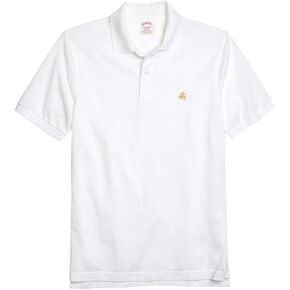 Brooks Brothers Mens Original Fit Mesh Cotton Performance Polo Shirt Bright White
