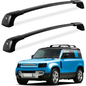 قضبان متقاطعة لحامل السقف من FengYu بوزن 220 رطلًا متوافقة مع Land Rover Defender 90 110 130 2020 2021 2022 2023 2024 (مع سياج جانبي)، أمتعة حامل السيارة من الألومنيوم شديدة التحمل وقابلة للقفل على السطح in Kuwait