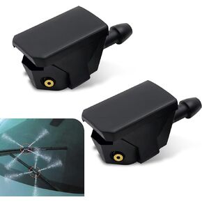 Pack-2 Car Wiper Sprayer, 8MM 9MM 4Way Universal Vehicle Front Windshield Washer Nozzle, Waterproof Durable Metal Arm Mounted Automotive Nozzle Sprinkler Replacements (Black)