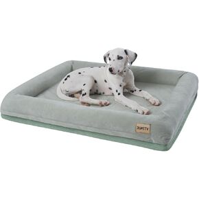 سرير كلب لتقويم العظام من Jiupety للكلاب المتوسطة الحجم، سرير كلب إسفنجي مقاوم للماء مع غطاء قابل للغسل وقابل للإزالة، أريكة للكلاب على شكل قفص بيض، أريكة للكلاب غير قابلة للتدمير، أخضر، L (34 بوصة × 26 بوصة × 5 بوصة) in Kuwait