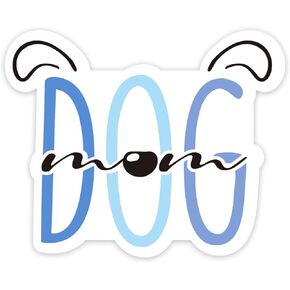 Blue Dog Mom Sticker, 2 Pack Clear Dog Lover Stickers for Laptop Phone Water Bottles Car