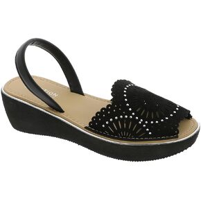 Kenneth Cole REACTION Women's Fine Glass Wedge Sandal, Black Micro, 11