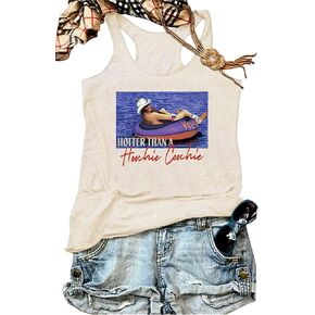 Hotter Than a Hoochie Coochie Tank Tops for Women Vintage Country Music Graphic Hawaiian Racerback T Shirt